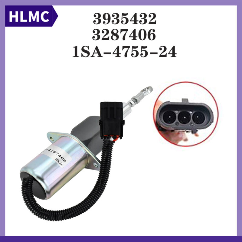 Flameout Solenoid Valve (24V) 1SA-4755-24 3935432 3287406 for Hyundai R260-5 R210-5 Cummins Engine 6BT5.9