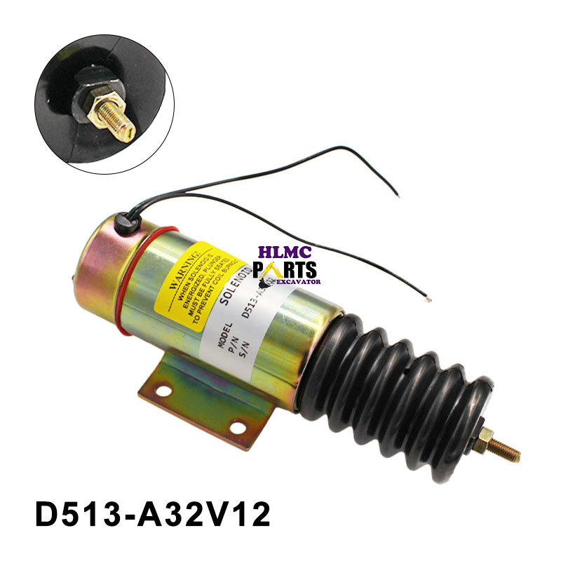 New Fuel Shutdown Solenoid D513-A33V12 D513-A32V12 2001-12E2U1 2002-12E2U1 For Diesel Engine