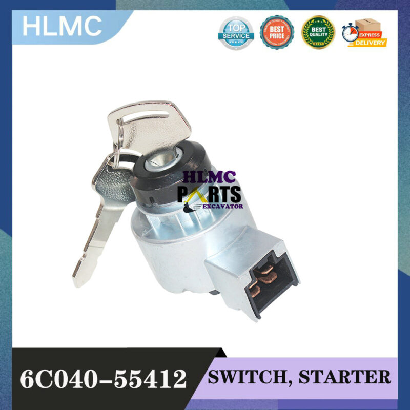 Ignition Starter Switch With Key for Kubota B2100 B2400 B7500 6C040-55412 6C040-55452 6C04055412 6C04055452