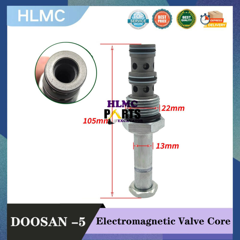 Excavator Accessories Doosan Daewoo DH150 220 225 300-5 Pilot Electromagnetic Valve Core Round Hole