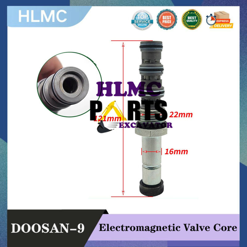 Excavator Doosan Daewoo DH55/150/215/225/300-5-7-9 Pilot Safety Lock Solenoid Valve Core 3-Section Long Hole