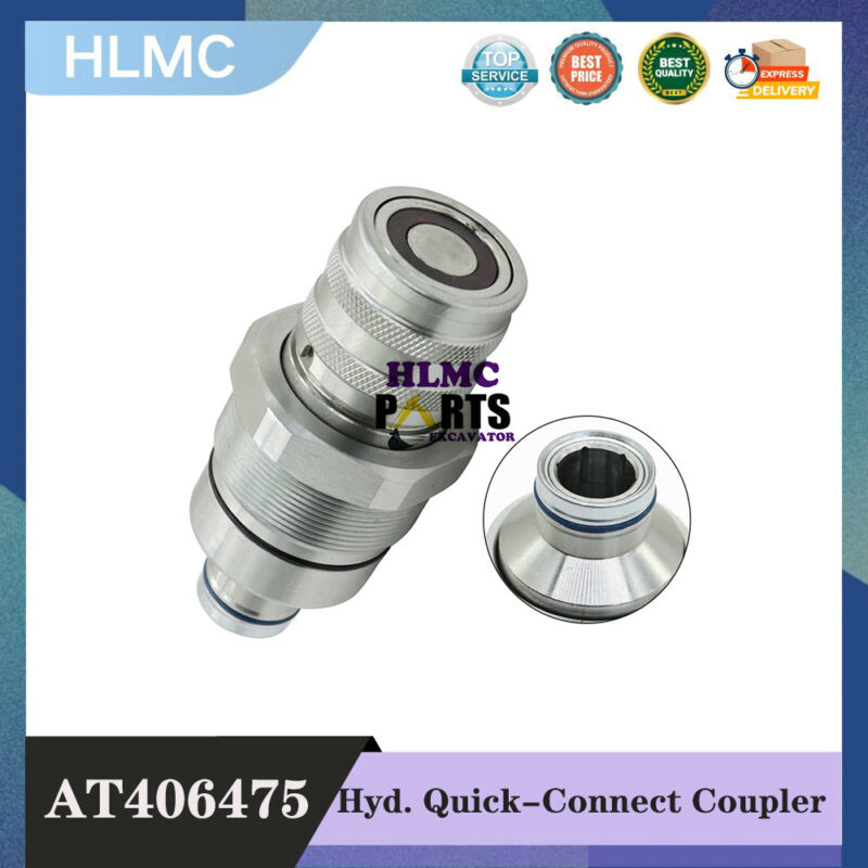 7246802 Hydraulic Female Flat Face Quick Connect Coupler AT406475 Compatible with J-Deere 318E 319E 320E 323E Bo/bcat 753 763 773 863 864 883 A220 A300 A770 S130 S150 S160 T140 T180 T190