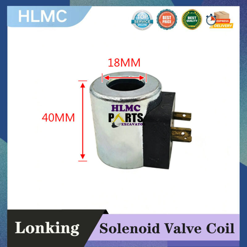Lonking Solenoid Valve Coil Hydraulic Pump Solenoid Valve Coil 24V 12V Aperture 18 High 40 Excavator Coil