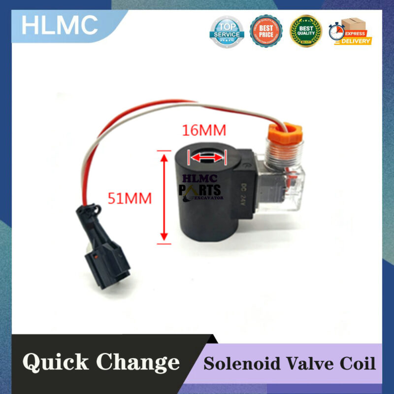 Construction Machinery Parts for Quick Change Hydraulic Pump Solenoid Valve Coil HC-16 Inner Diameter 16 Height 51 DC24V