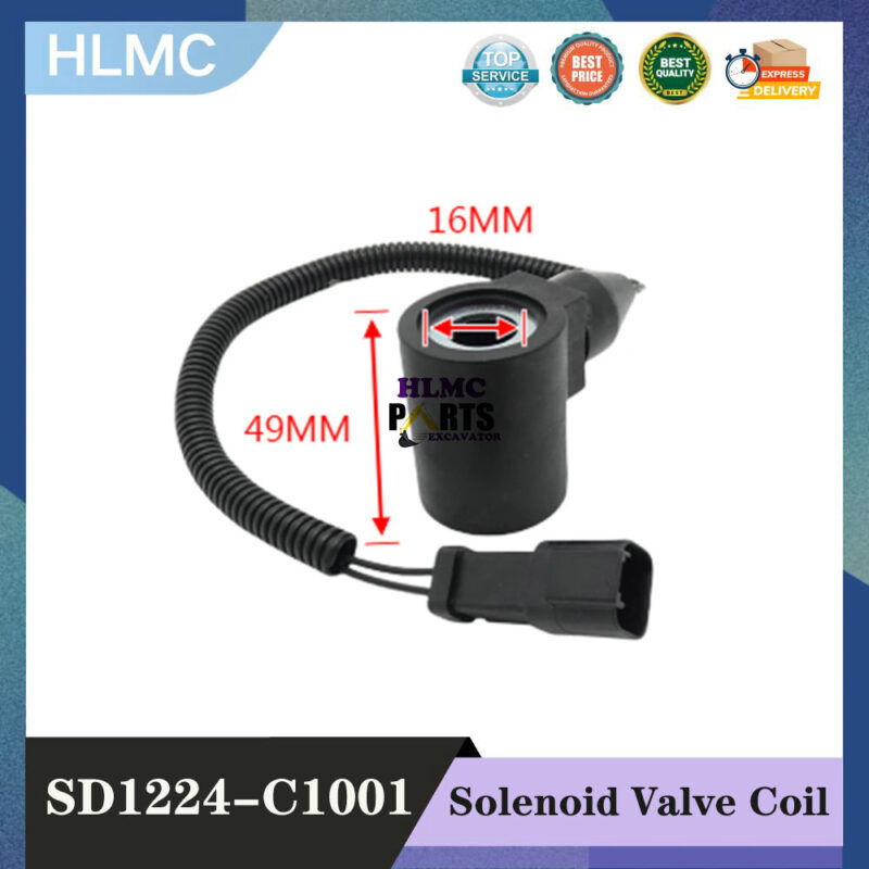SD1224-C1001 Excavator Parts Hydraulic Pilot Safety Lock Solenoid SD1224-C 1001 DC24V for Komatsu Solenoid Coil PC60-7 PC120-6