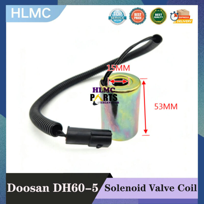 Daewoo Doosan Excavator DH60-5 60-7 Travel Fast/Slow Pilot Electromagnetic Valve Coil 12V 24V Small Plug