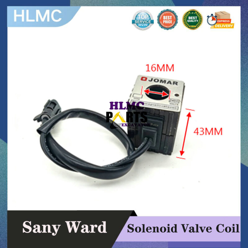 Excavator Accessories Suitable for Sany Ward Hydraulic Solenoid Valve Pilot Safety Lock Coil DC24V DC12V