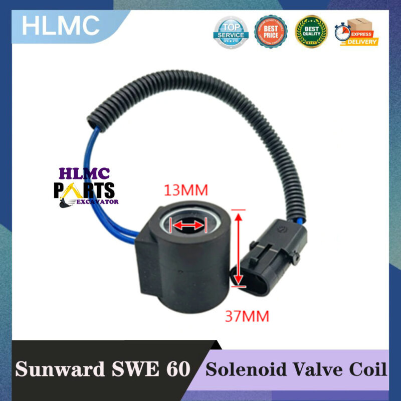 Sunward Intelligent Equipment SWE 60/70N9 Pilot Solenoid Valve Coil Excavator Solenoid Valve Coil DC12V 24V