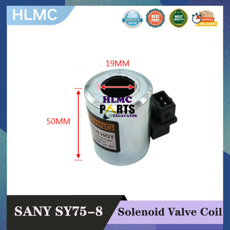 Construction Machinery Parts for Sany 75-8 Lovol 60 Yuchai 60 65 85 Pilot Safety Lock Solenoid Valve Coil Valve Core