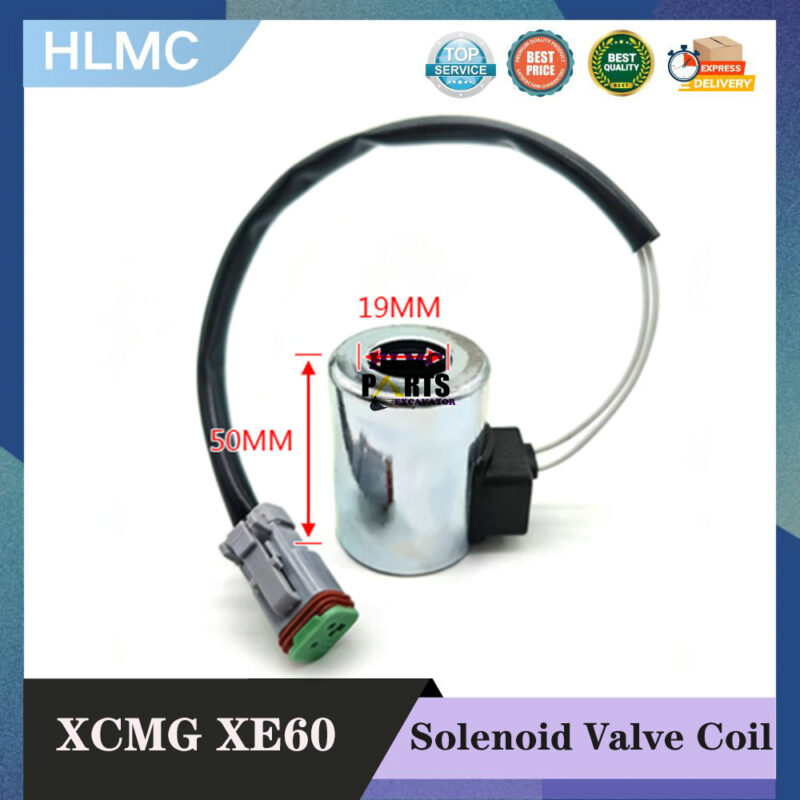 Construction Machinery Parts for XCMG XE60 80 135 150 200 215 230 Pilot Safety Lock Solenoid Valve Core Coil