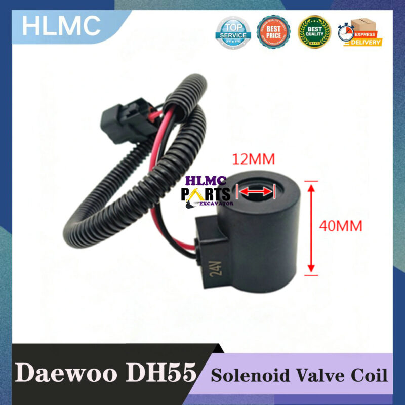 Excavator Accessories Suitable for Doosan Daewoo DH55/60-5-7DX Large Plug Safety Lock Solenoid Valve Rotary Coil