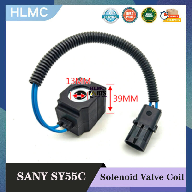 Construction Machinery Parts for Sany 55C 60C 70 75-9-10 Pilot Safety Lock Solenoid Valve Coil Valve Core Valve Stem