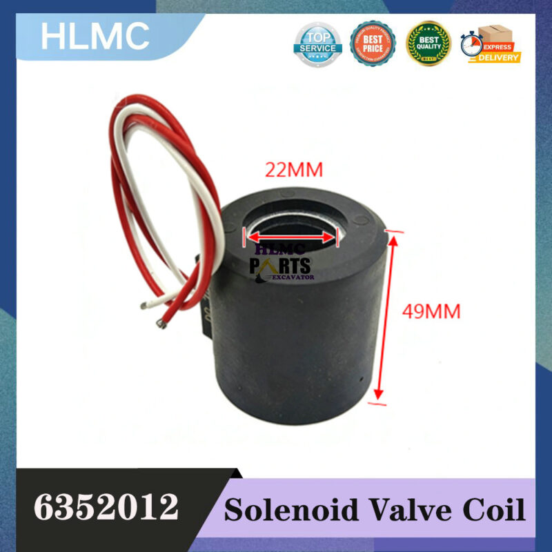 6352012 Excavator Accessories Suitable for Solenoid Valve Coil SKM5 Kawasaki Solenoid Valve Coil 12V 24V Inner Hole 22mm