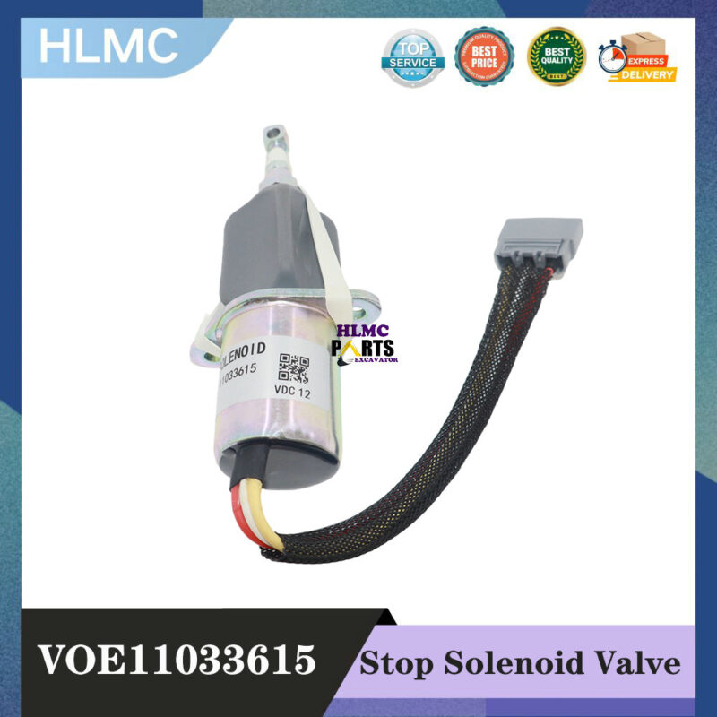 Excavators Wheel Loaders Parts 12V 24V Stop Solenoid Valve 11033615 VOE11033615 6785-5221 for L50C L180C L180 L50B Shutdown Solenoid